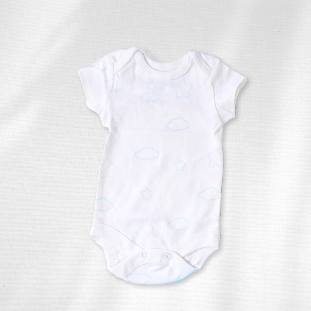 "Newborn Clothing" five pieces, includes strip baby pants, plain baby pants, two baby bodysuits and newborn jacket